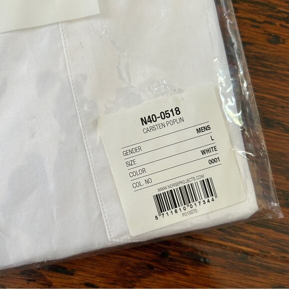 Norse Projects Carsten Short Sleeve Poplin Shirt in White Sz Large NWT - Picture 5 of 12